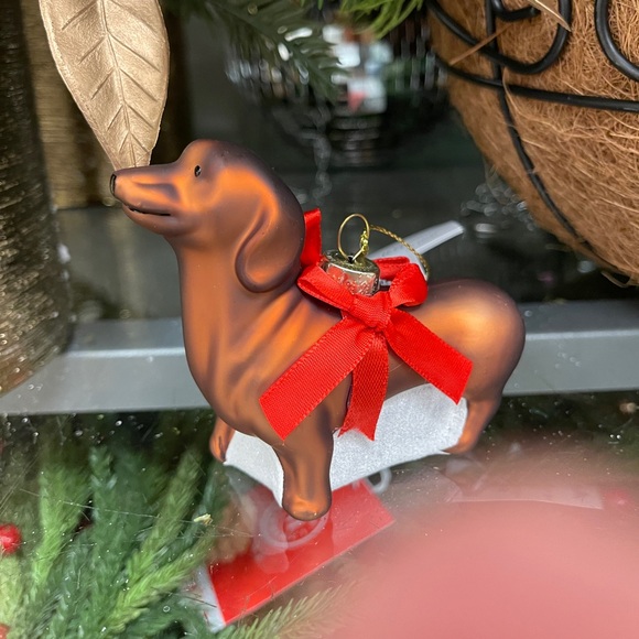 Christmas Santa Dog Dachshund Ornament Glass Jingles & Joy NWT - Picture 1 of 3
